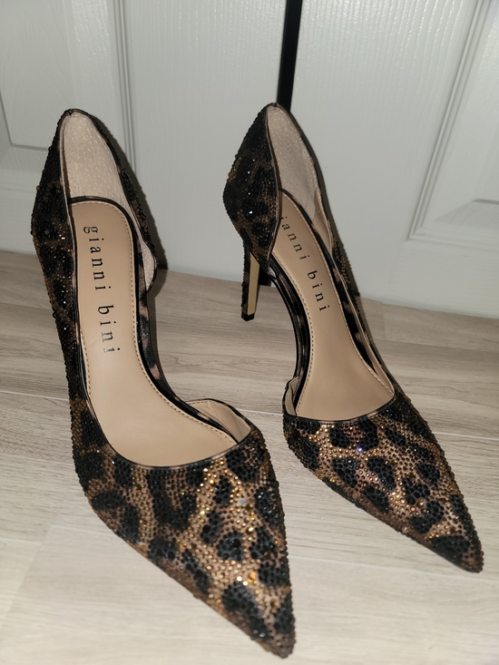 Gianni Bini Shoes - Gianni Bini Leopard Sequin Pointed Toe Pumps - Brown